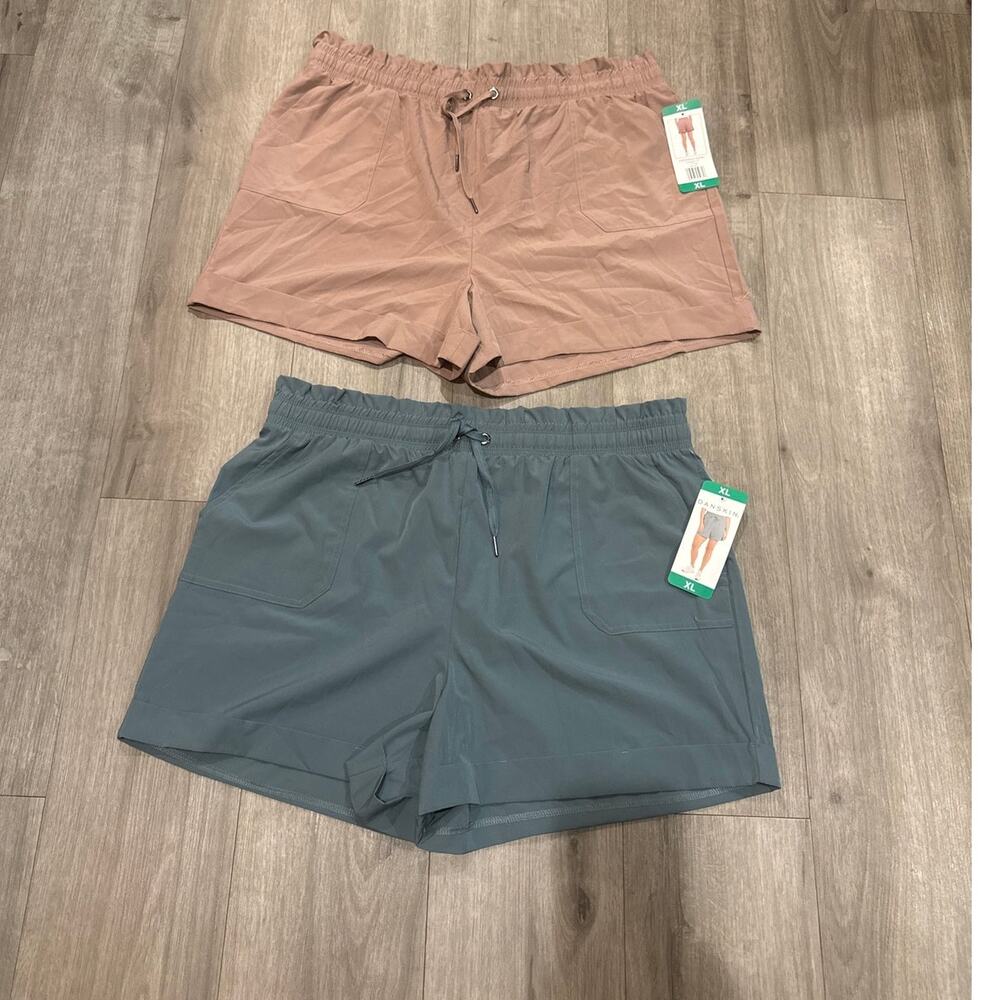 Danskin Paper Bag Shorts Pink & Green Women's Size XL